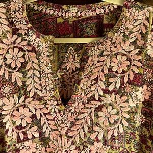 Indika Truly Hand Embroidered Indian Boho Hippie Festival Art Wear Tunic 2X